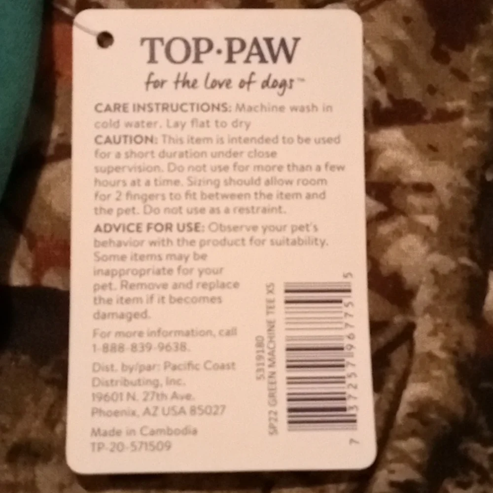 XS Top Paw Dog Tee - Picture 3 of 3